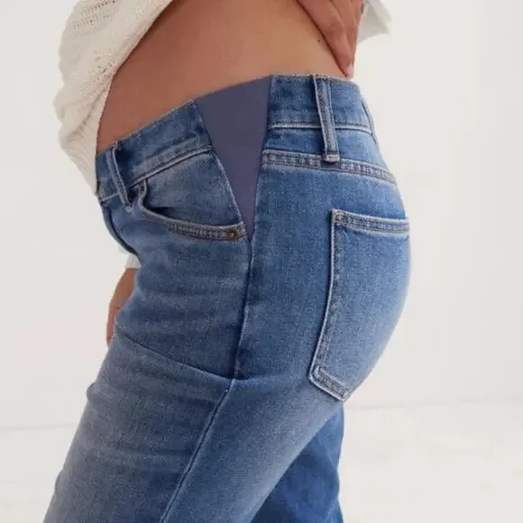 Hatch Cropped Raw Hem Maternity Denim Jeans Size 28 - Picture 2 of 6